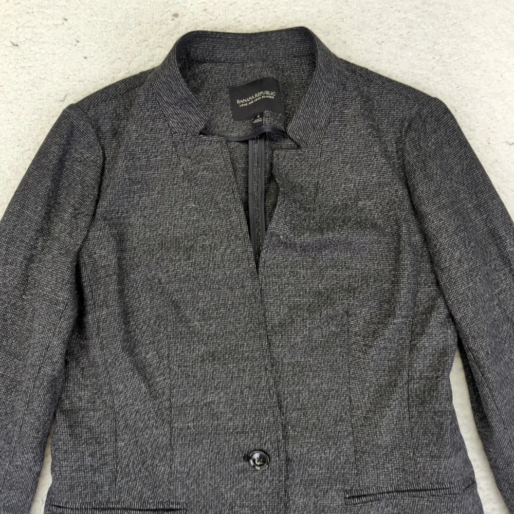 Banana‎ Republic Long and Lean Blazer Gray Career Business Office Jacket 4
